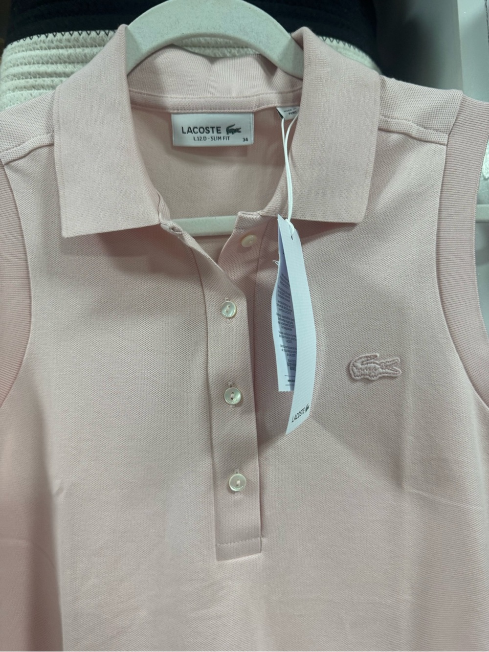 Lacoste Sleeveless Polo Top – NWT (New With Tags) – Blush Pink – Size 34 - Picture 5 of 5